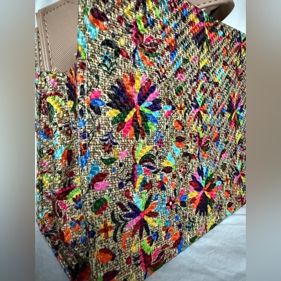 Artisanal Wood and Leather Colorful Mosaic Needlepoint Crossbody Purse - Picture 2 of 11